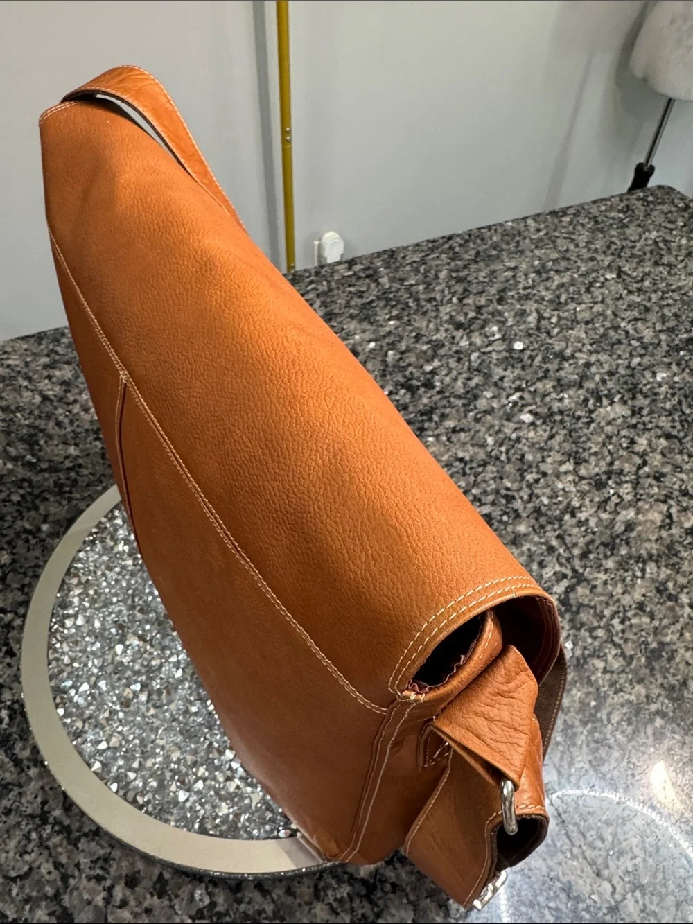 Bugatti Men's Leather Messenger Bag in Cognac Brown NWT